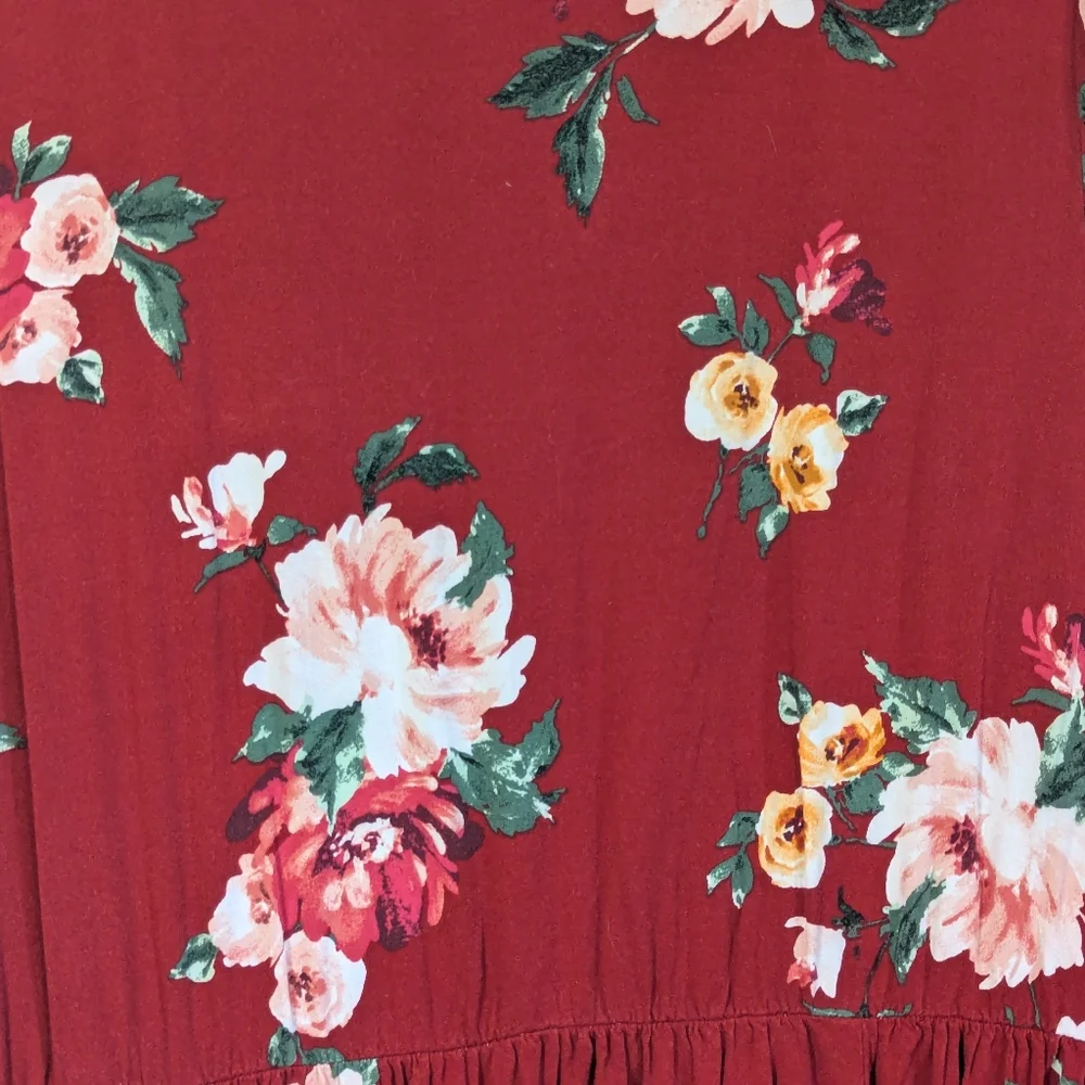 Floral Asymmetrical Hem Flowy Dress Pockets #358 - Picture 6 of 6